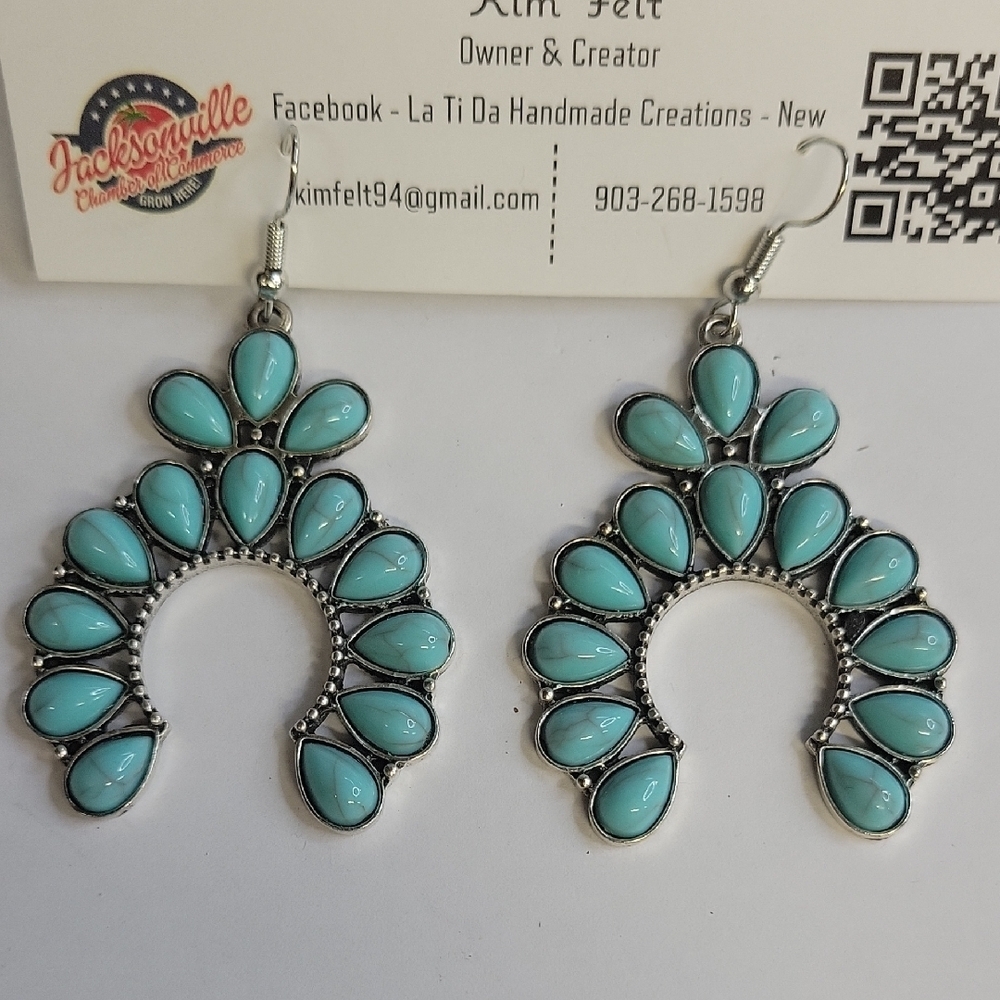 Turquoise Faux Stone 2" Earrings